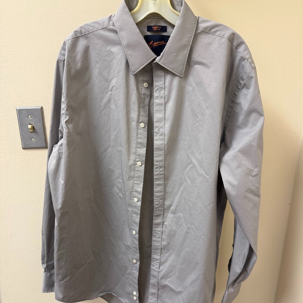 Egara Gray Skinny Fir Stretch Dress Shirt | 17 / 34-35
